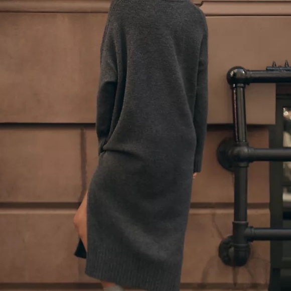 Anthropologie Charcoal Gray Turtleneck Long Sleeve Sweater Dress - Picture 2 of 3